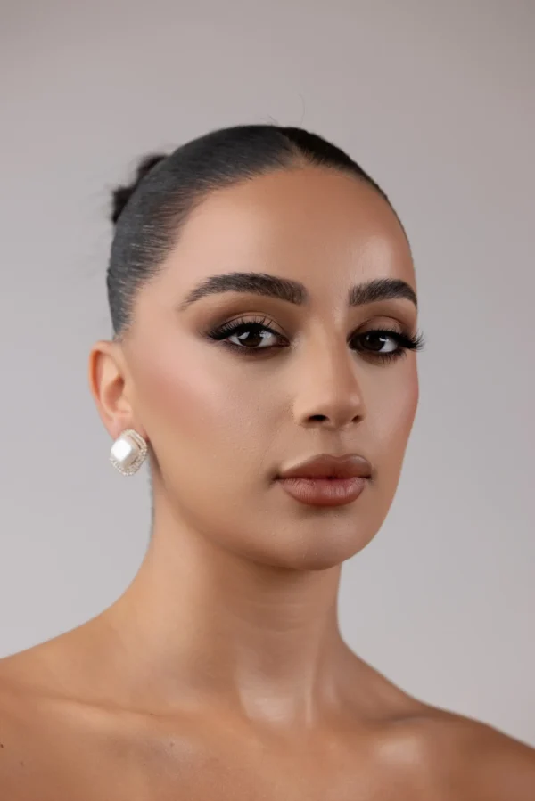 Round Diamonte Pearl Earrings